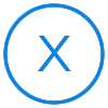 Blue circular close window icon with a white X in the center.